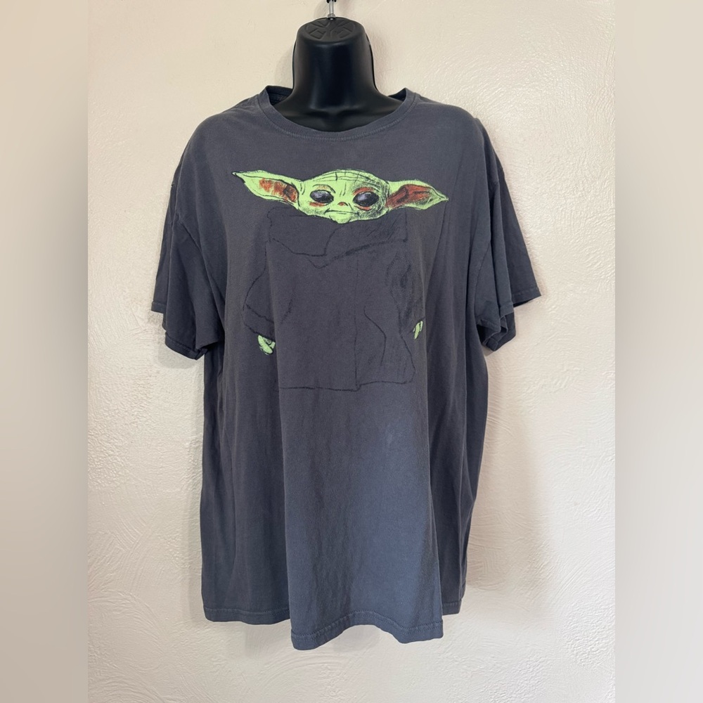 MAD Engine Black T‑Shirt with Neon Green Baby Yoda Graphic 0524